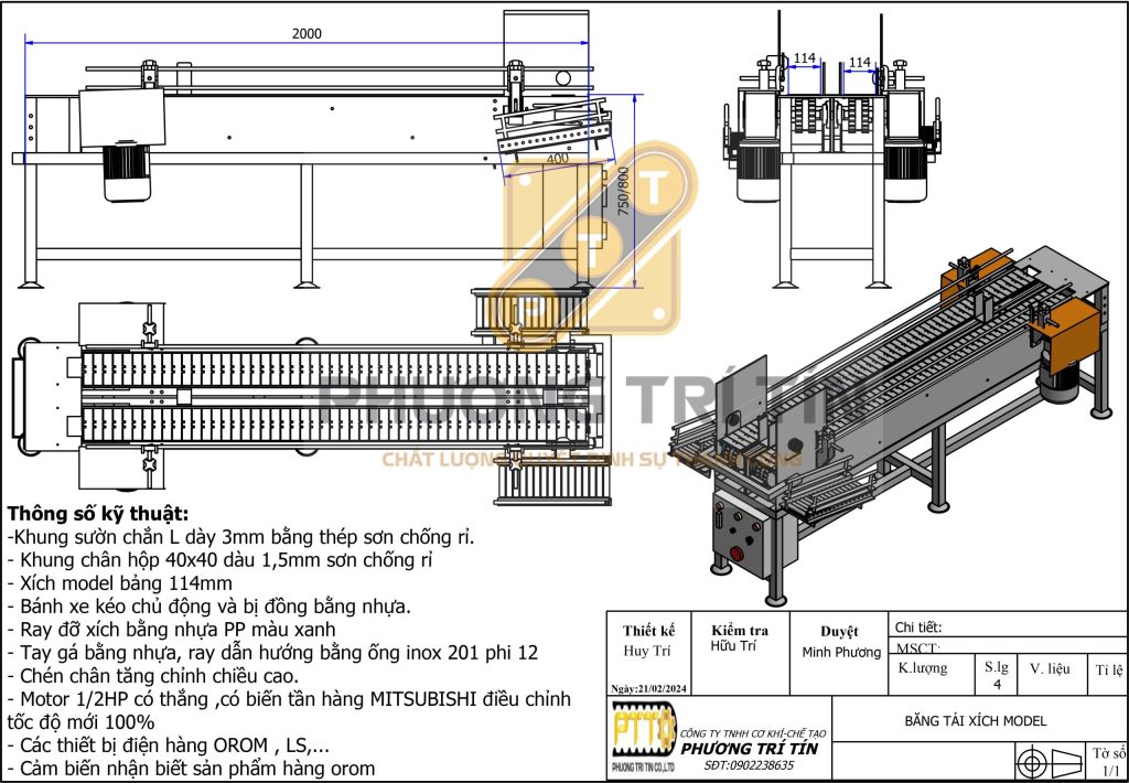 Bang ve ky thuat bang tai xich model